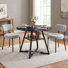 Industrial 42" Round Dining Table With Upholstered Dining Chairs, Kitchen Table Set