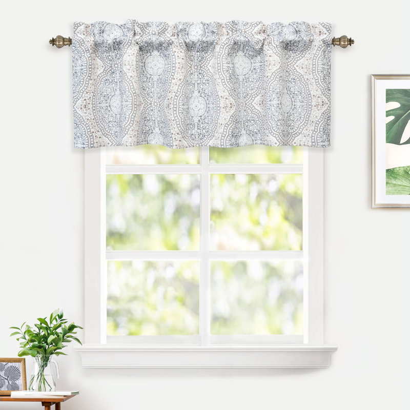Cantonnières de fenêtre Zambrana, Beige/gris, L 106 po x L 18 po