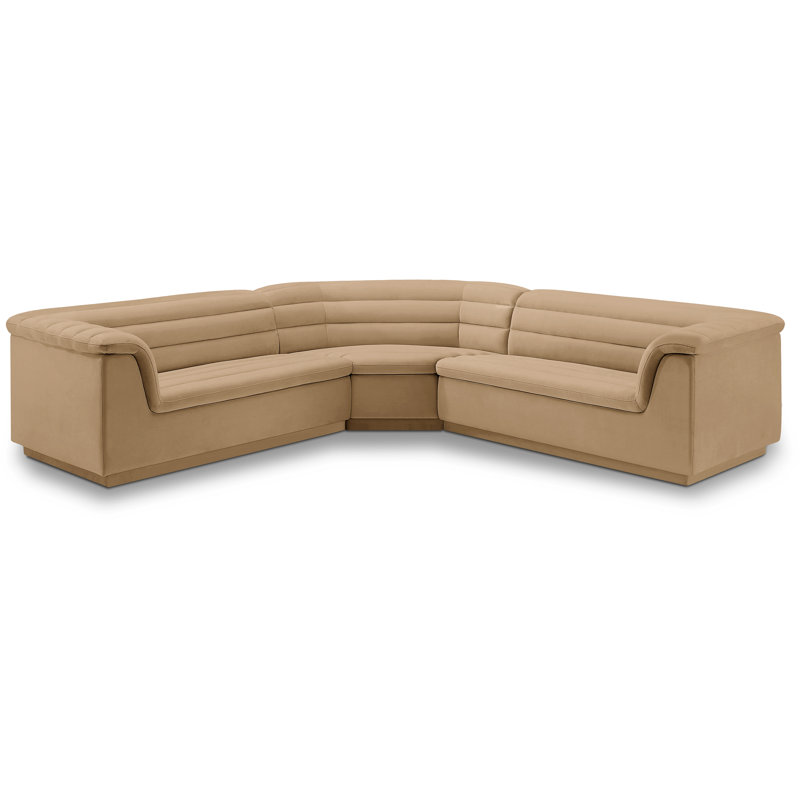 Iyaunna Velvet L-Shaped Sectional Symmetrical, Camel Velvet