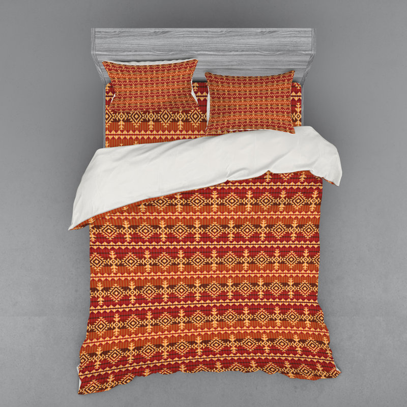 Mexican Rustic Polyester Paisley Duvet Cover, Queen Duvet Cover + 3 Additional Pieces
