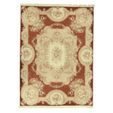 Hand Knotted Area Rug in Red And Ivory