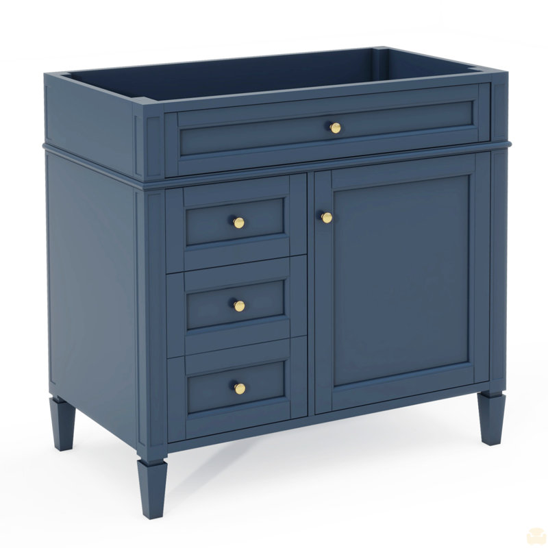 36'' Bathroom Vanity Without Top Sink, Bathroom Storage Cabinet With 2 Drawers And A Tip-Out Drawer (NOT INCLUDE BASIN SINK)