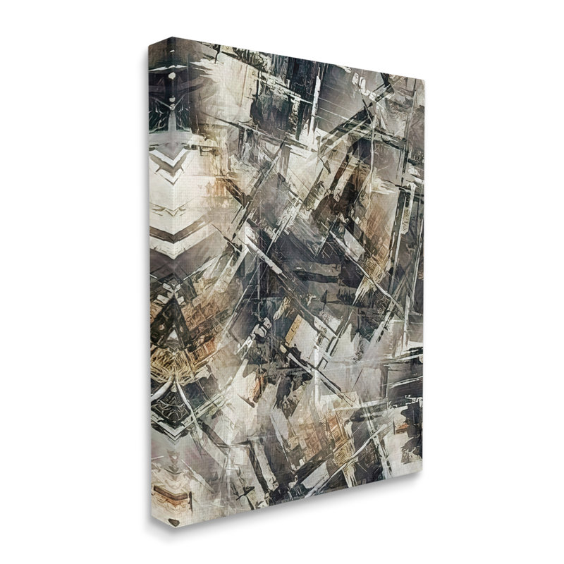 Concept industriel complexe abstrait, illustration moderne, blanc par atelier Alpenglow, L 16 po x H 20 po, Toile tendue