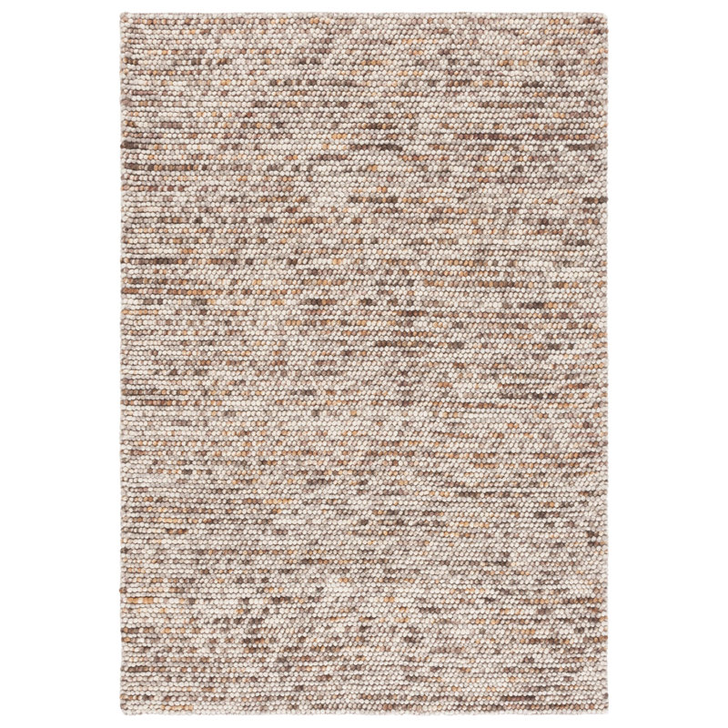 Hristodor Natura Hand Woven Wool/Cotton Rug in Brown/Dark Brown/Beige, Rectangle 6' x 9'
