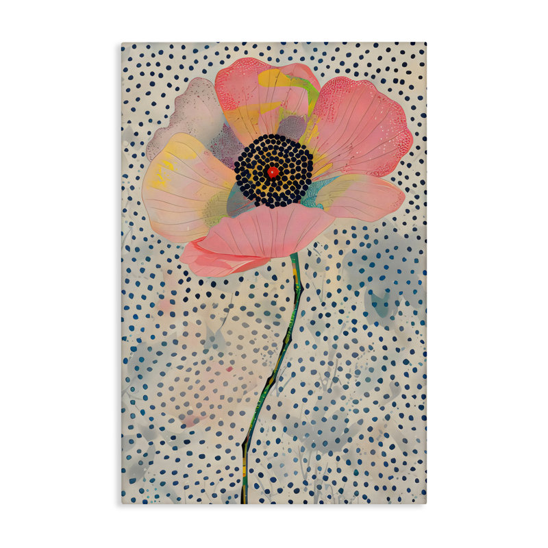 Toile de coquelicot rose à pois, design par LSR Design Studio, H 24 po x l 16 po