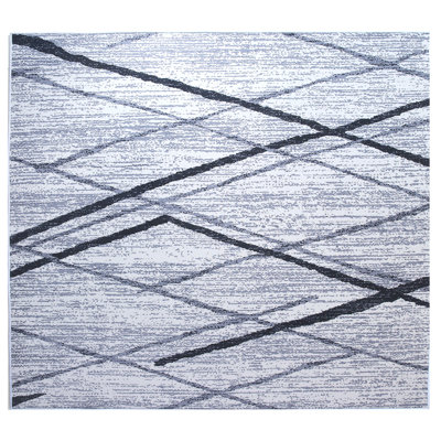 8X10 Modern Diamond Trellis Machine Washable Area Rug with Built-in Padding and Non-Slip Backing
