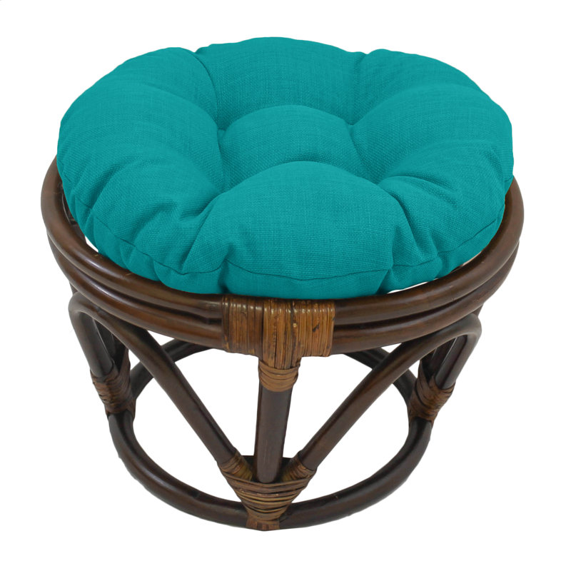 Outdoor 4'' Ottoman Seat Cushion, Aqua Blue