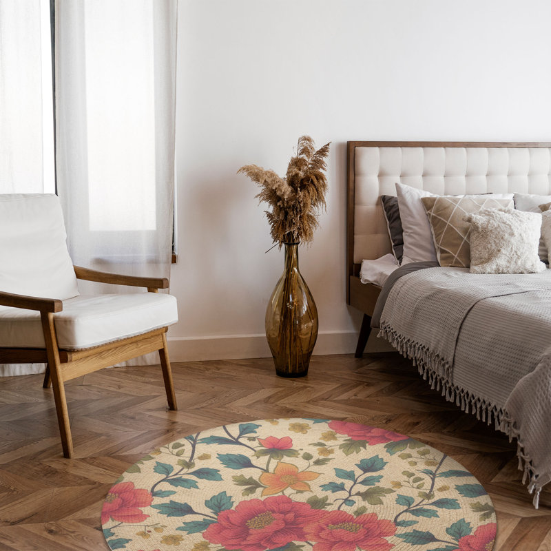 Tapis tressé Bloom Vibes, Rond 5 pi