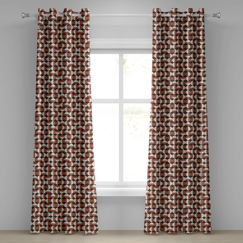 Rideau à oeillets 2 panneaux East Urban Home Mid Century, 50 po, brun cannelle, L 50 po x L 108 po