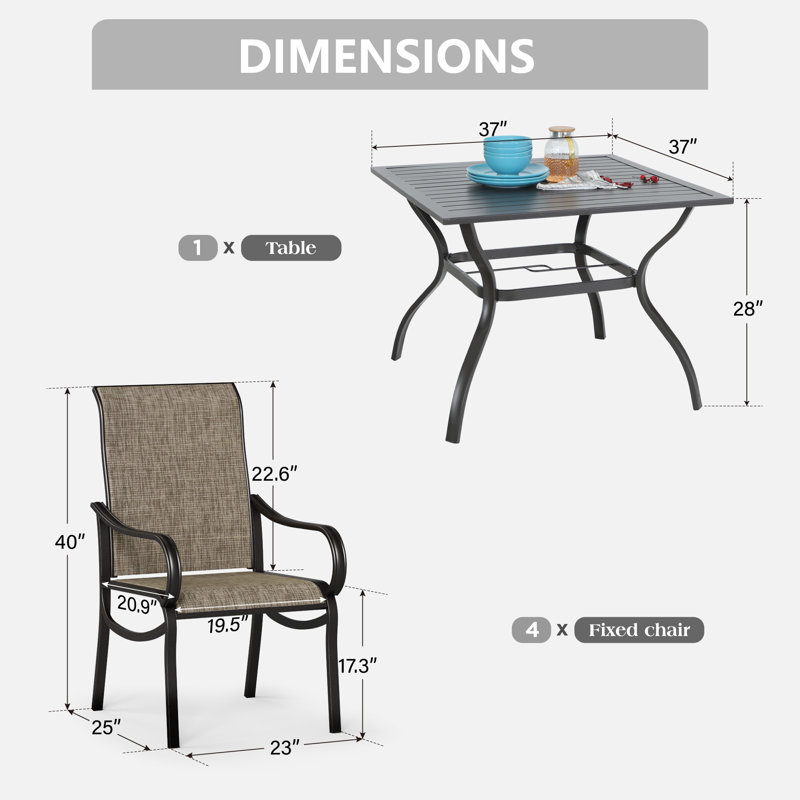 5pcs Patio Dining Outdoor Table Set, Does Not Apply, No