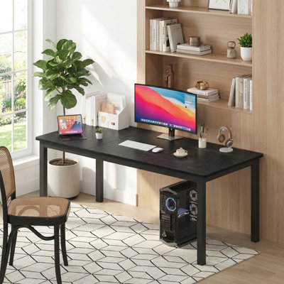 79" Large Industrial Dining Table, Rectangular Wooden Table with Metal Legs for Kitchen, Living Room, Black