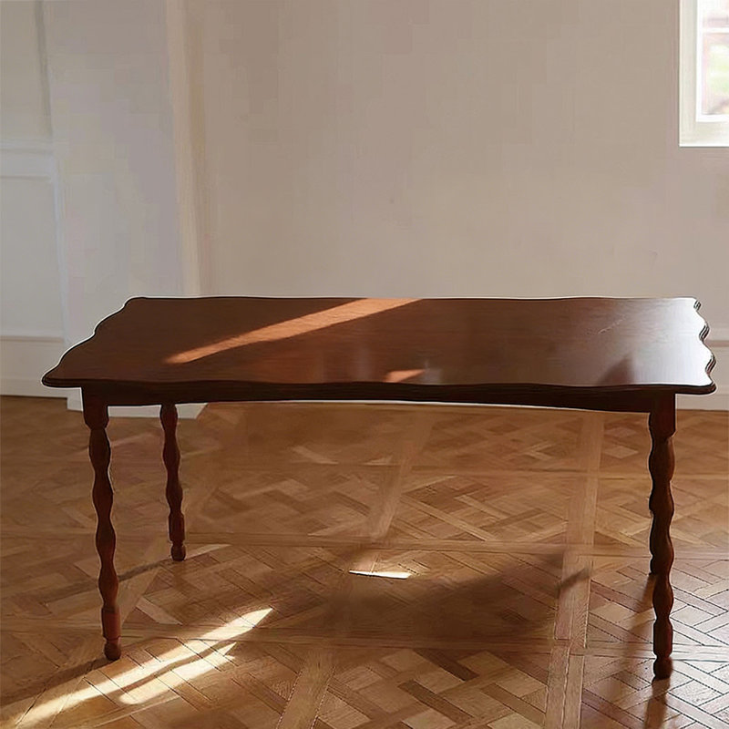 Modern Nut-Brown Rectangular Solid Wood Dining Table, 29.53" H x 70.87" L x 31.5" W