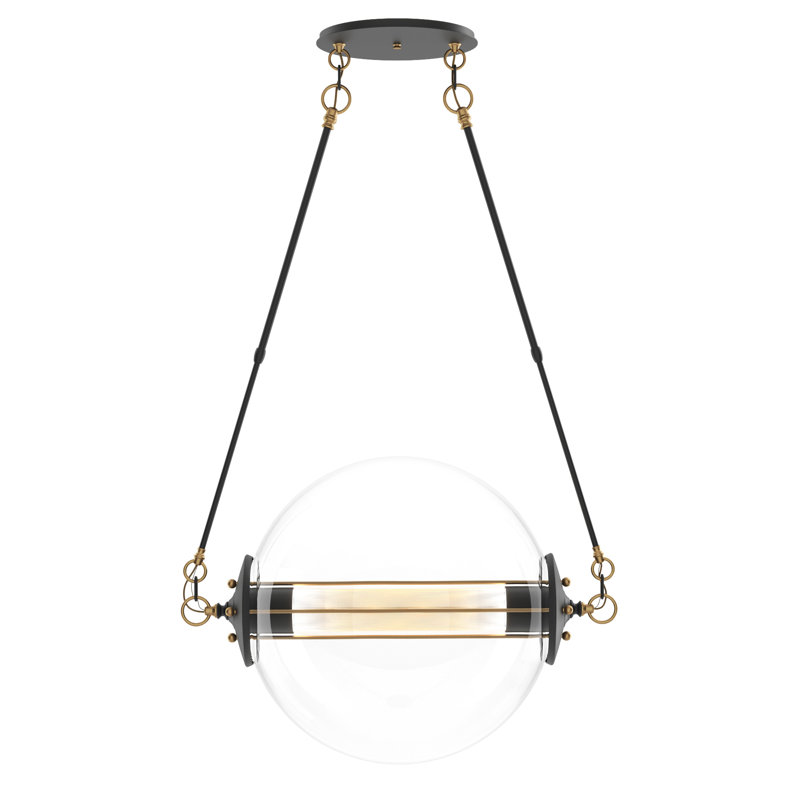 Otto 2 - Light Unique Globe Chandelier, 48.8" H x 28.4" W x 20" D, Clear with Frost