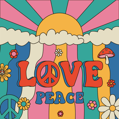 Hippie Poster by SpicyTruffel - Wrapped Canvas Print