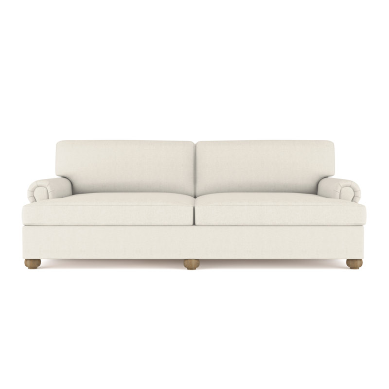 Leroy Rolled Panel-Arm Daybed with Bun Feet, Vintage Leather Blanc, Natural