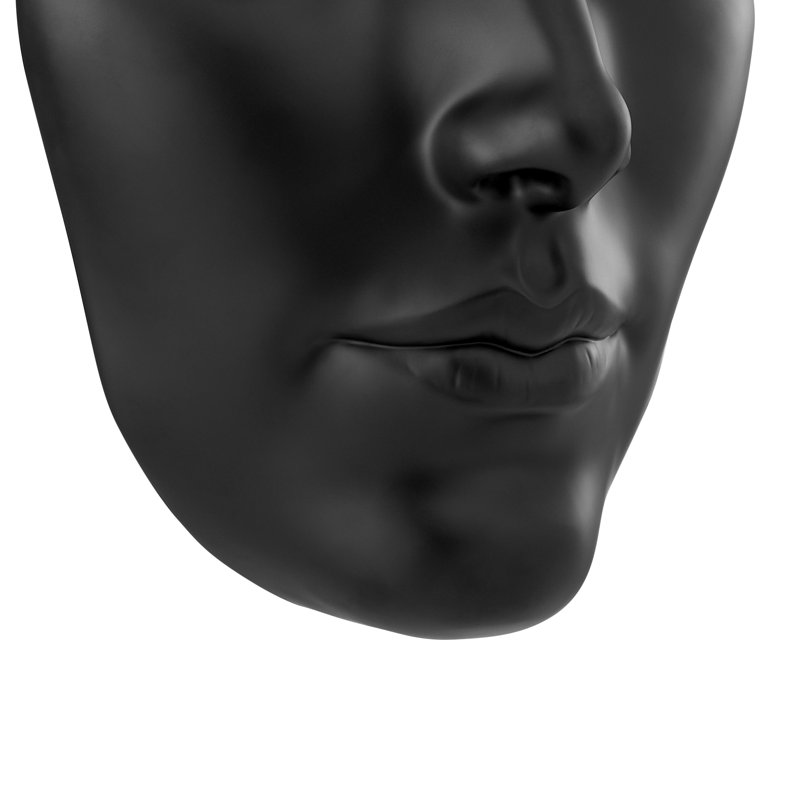 Visage féminin Sumérien / noir mat, Noir mat