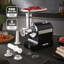 GEEPAS Electric Meat Grinder | Stainless Steel Meat Mincer & Sausage Stuffer, Food Grinding Mincing Machine with Kibbe | 3 Different Cutting Plates, Reverse Function, 1800W, Plastic Housing, Black