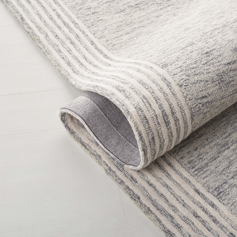 Tapis gris / ivoire en coton touffeté à la main Lauren Lauren Ralph Lauren, Rectangle 5 pi x 8 pi