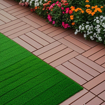 Carreaux de terrasse emboîtables en plastique, paquet de 44 tuiles de patio, 12 po x 12 po carré extérieur imperméable à l'eau, toutes saisons, extérieur et intérieur