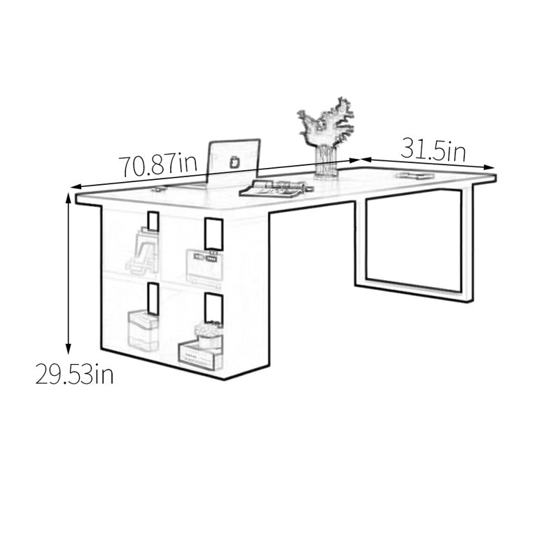  Bureau d'ordinateur, H 29,53 po x l 70,87 po x P 31,5 po