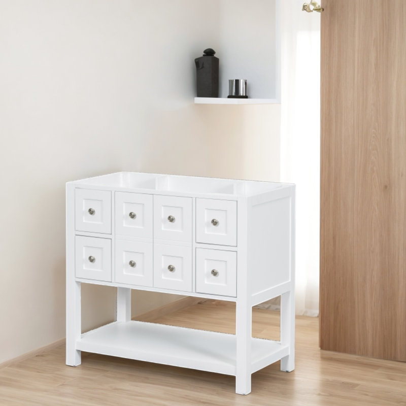 Base de meuble-lavabo simple 35,6 po seulement, Blanc