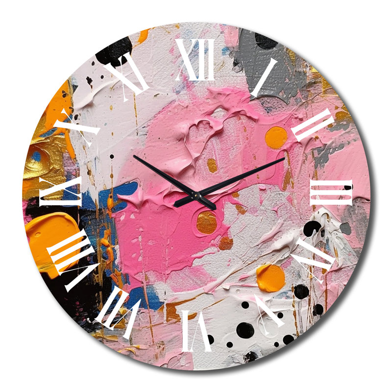 Horloge murale rose et grise I, Très grand