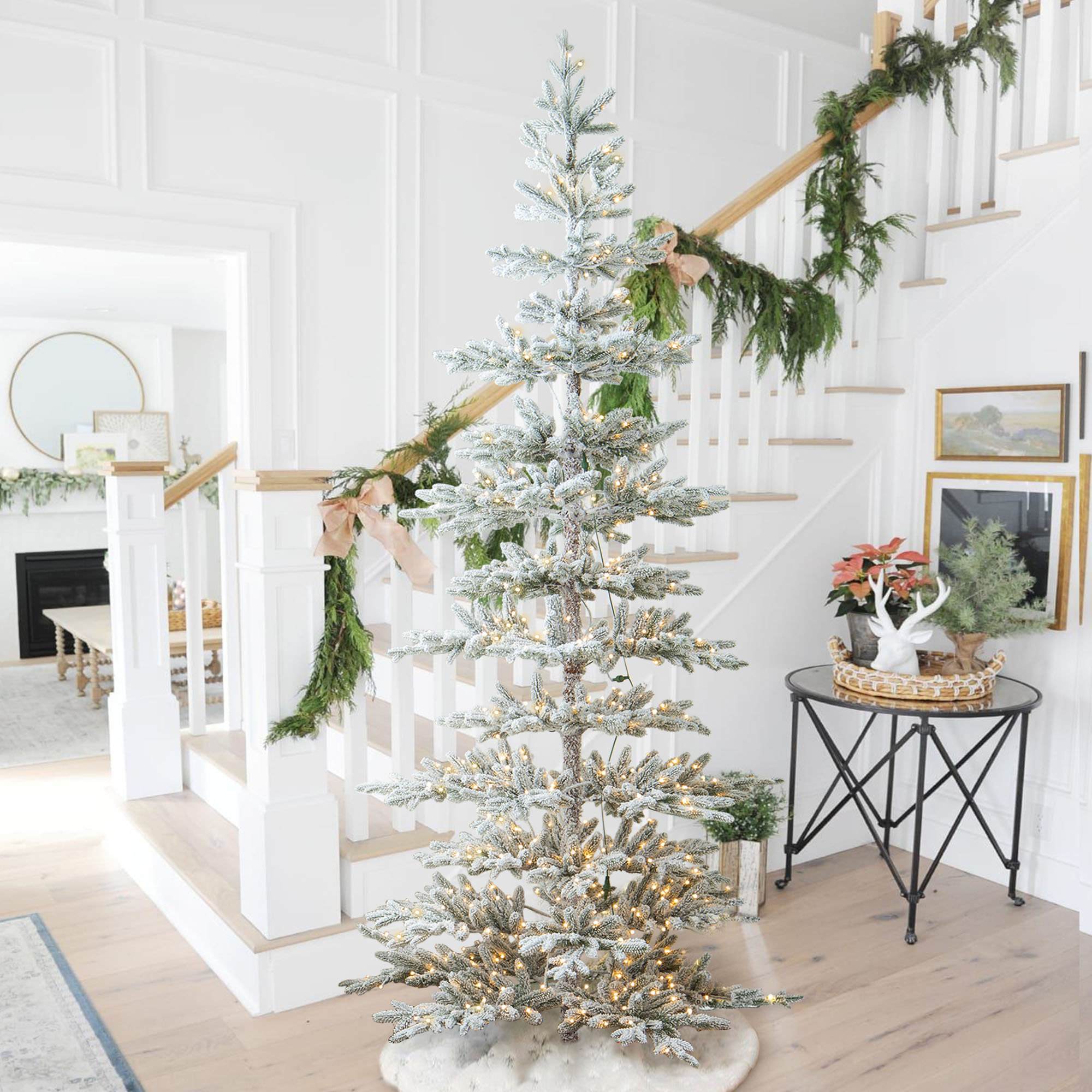 Johvan Slender Realistic Fir Christmas Tree with LED Lights, 9'