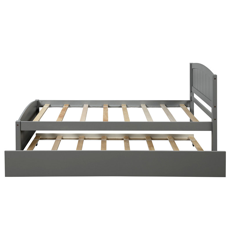 Lit plateforme avec lit gigogne, Gris