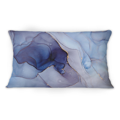 Purple Luxury Abstract Fluid Art V - Modern Printed Throw Pillow 12" x 20"