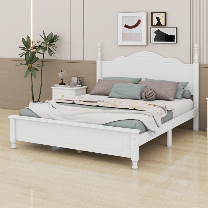 Wood Platform Bed Frame, Full / Double, White