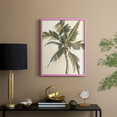 «Antique Watercolor Palm Study II», reproduction encadrée - bois massif