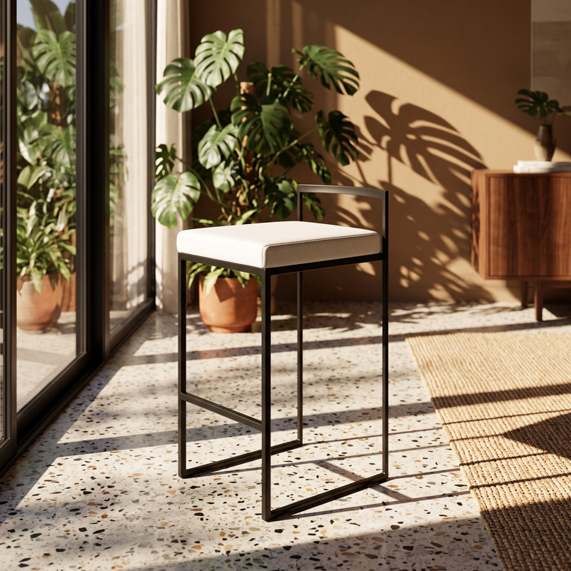 Tabouret de comptoir empilable en similicuir 17,5 "x P 16" x H 31 "Fuji (ensemble de 3), Fabric, Grey/Silver