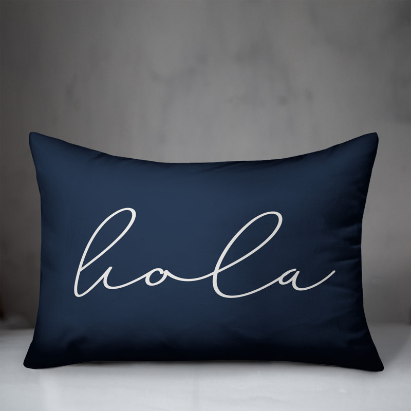  Hola Thin Indoor/Outdoor Pillow Cover & Insert, Navy