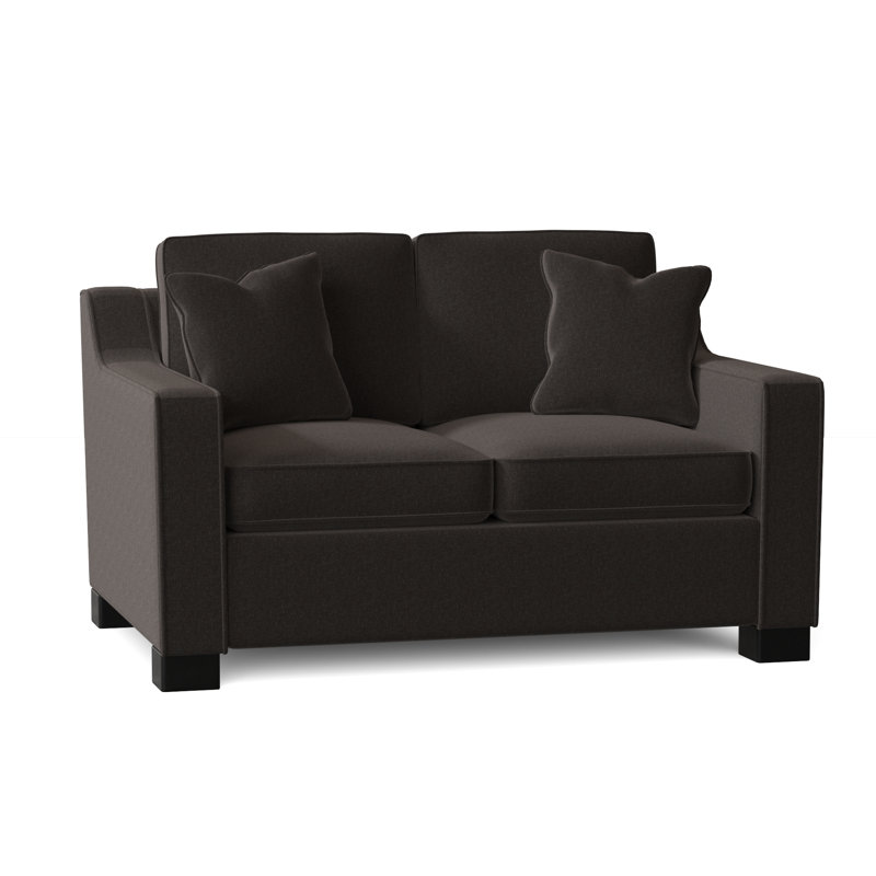 Causeuse à accoudoirs carrés de 56 po avec coussins réversibles Aceyon, Étain Giovanna, Espresso
