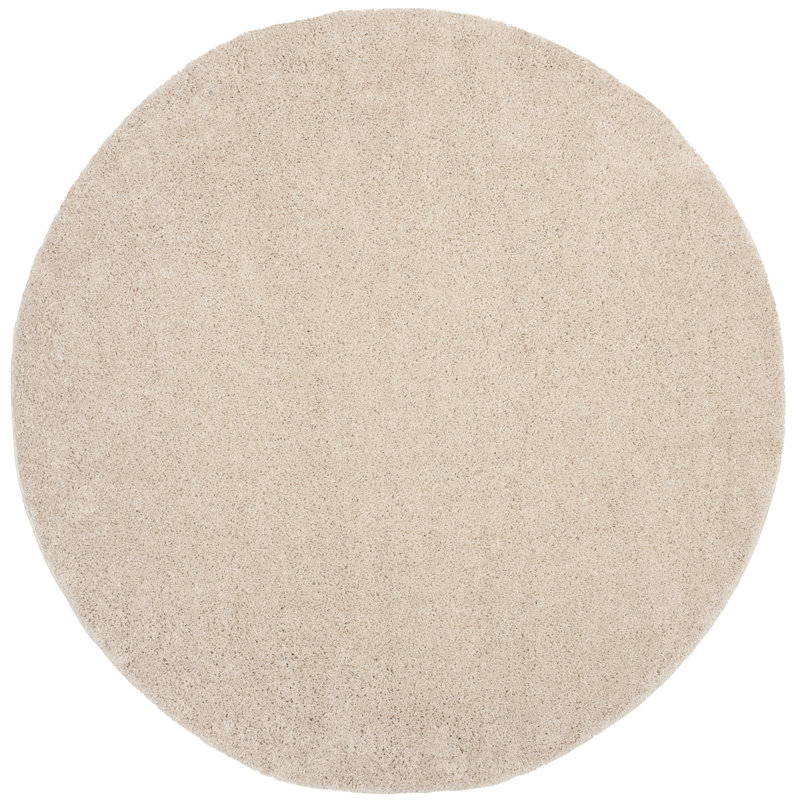 Tapis de couleur unie à poils longs Bertjan Performance, Rond 6 pi 7 po