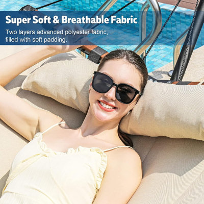 2 Person Hammock Large Hammock For Outside, Patio, Garden, 126 X 55,  Beige