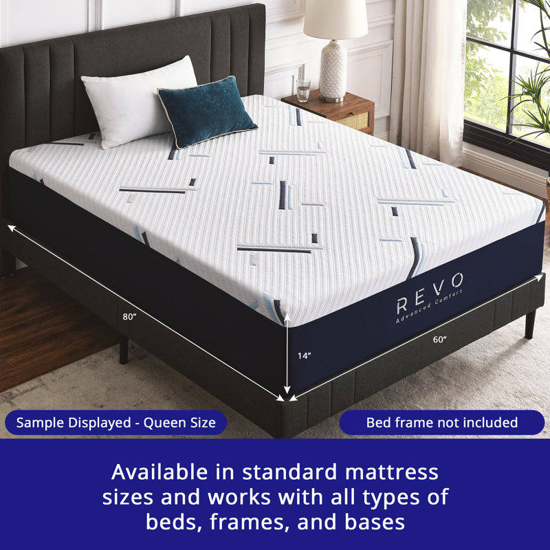 Revo 14'' Medium Gel Memory Foam Mattress, California King, 14"