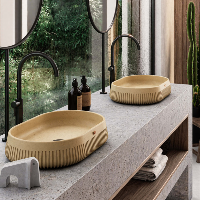 Papua 22.4'' L Bathroom Sink, Coral Light Red