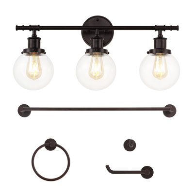 Bangura 24.5" Farmhouse Classic Vanity Light with Bathroom Hardware Accessory Set (5-Piece)