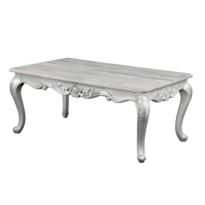 Traditional Style Coffee Table Made With Wood In Silver Finish