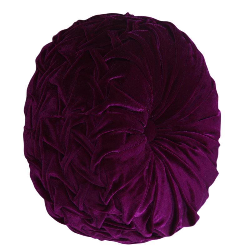 Fuschia Velvet Round Tufted Button Throw Pillow
