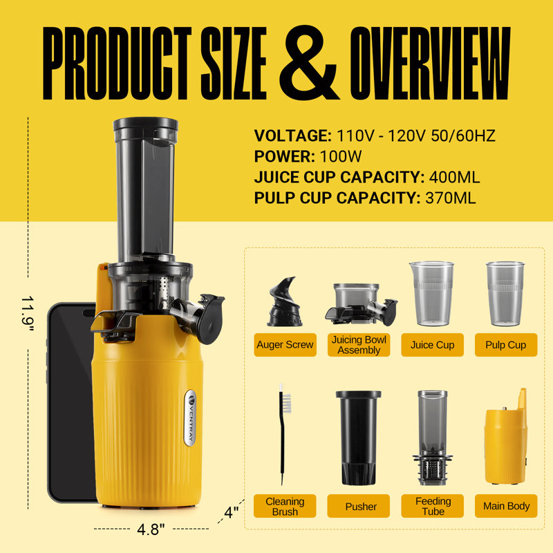 Centrifugeuse électrique à vitesse lente VENTRAY, Jaune