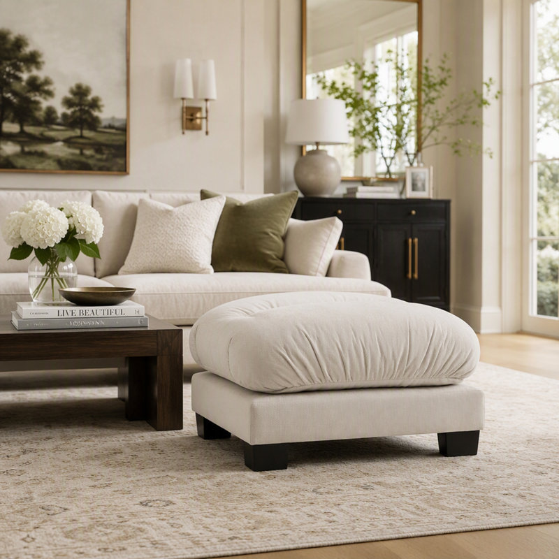 Canapé ottoman ergonomique en chenille avec design modulaire pour un confort et un style ultimes, Beige
