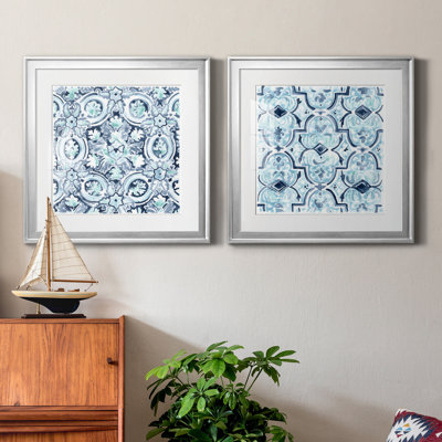 " Azure Mosaic Tile I " 2 - Pieces