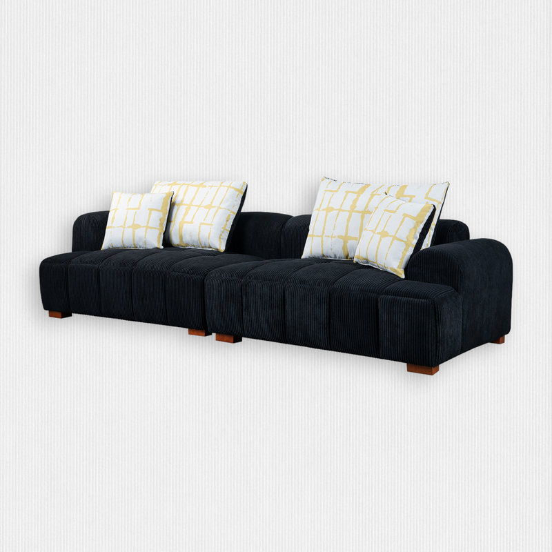 Ripal 103.9'' Corduroy Sofa, Black Corduroy