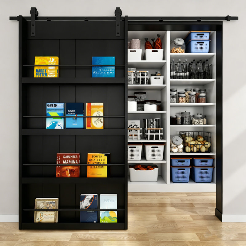 CHIC Mode Doors Porte de grange en panneaux de fibres à densité moyenne à 4 panneaux de 36 po x 84 po, 36 po x 84 po