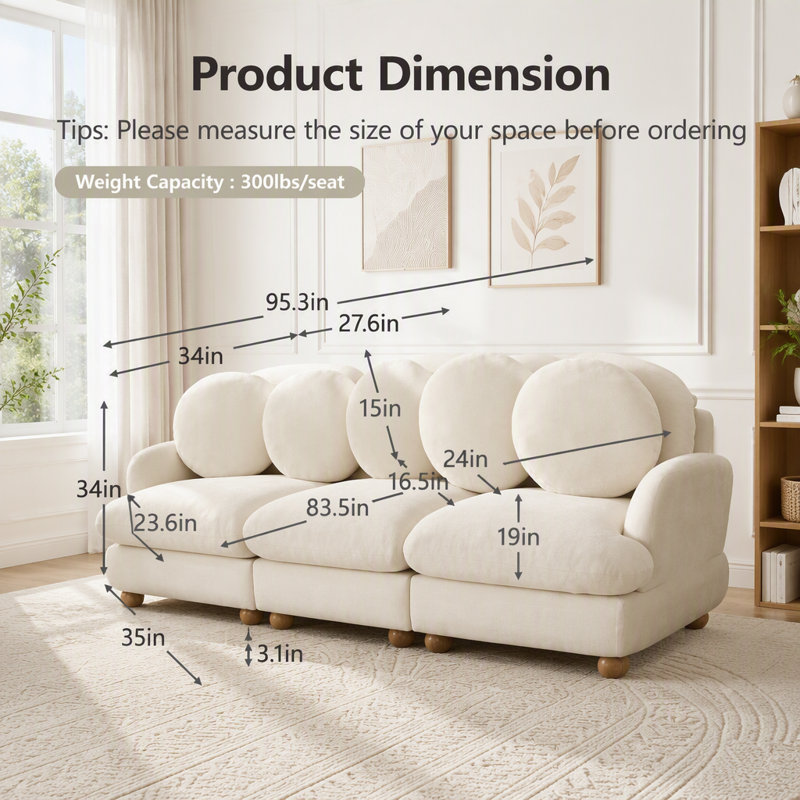 Canapé modulaire modulaire avec revêtement en chenille, Chenille beige