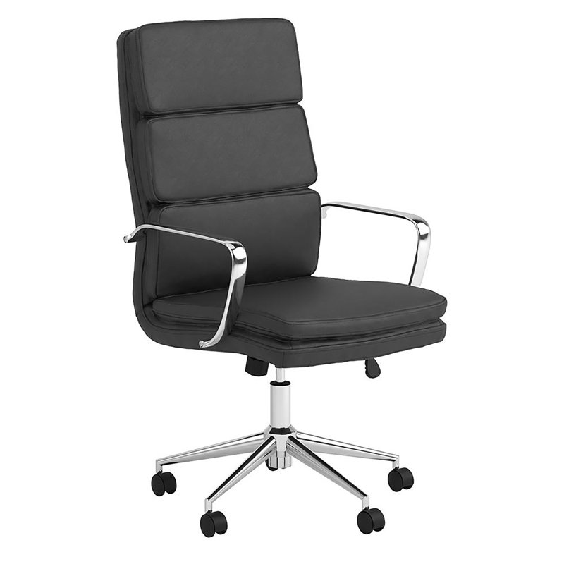 Chaise de bureau rembourrée avec roulettes, Noir