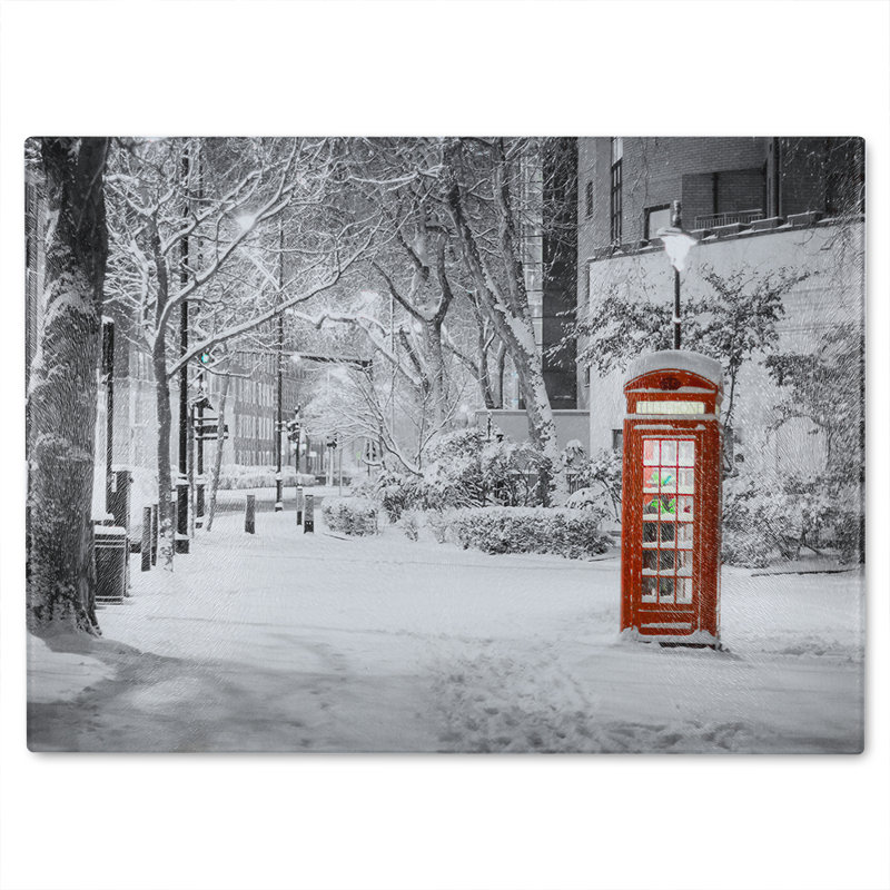 London Snow Dining Glass Chopping Board, 28cm L x 20cm W