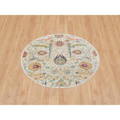 Tapis rond en soie 5 pi 2 po Saffie One-of-a-Kind